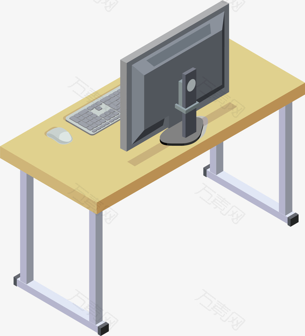 矢量图木质电脑桌