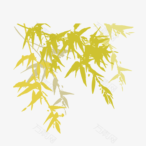 几根水彩风格的金色竹子带一大把