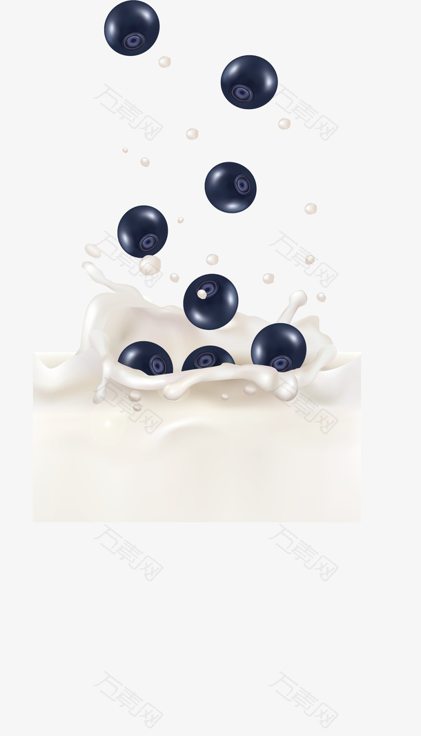 水果蓝莓牛奶设计素材