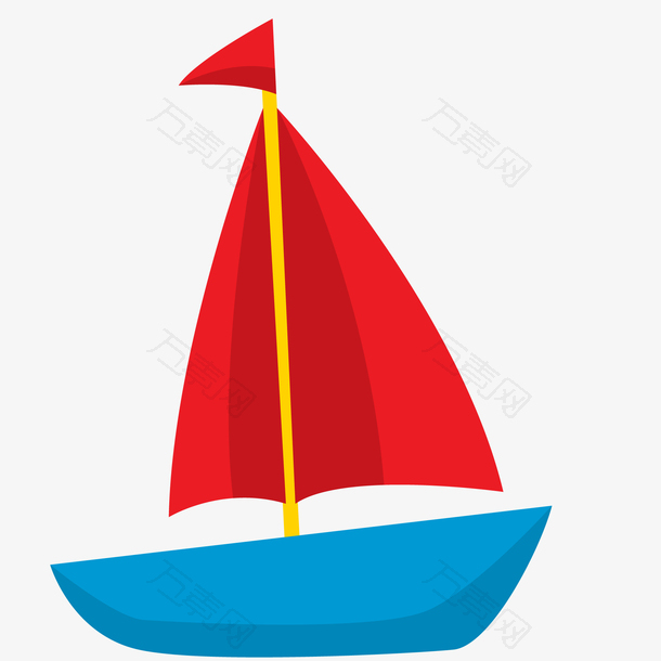 卡通航行的帆船矢量图