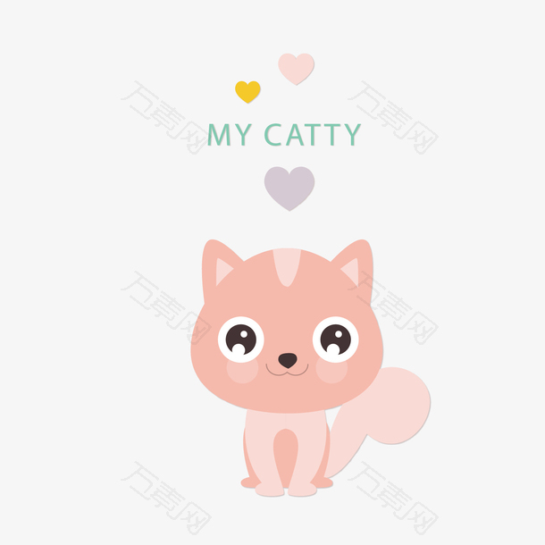 粉色可爱小猫卡通手绘