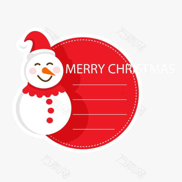 红白色雪人圣诞留言标签
