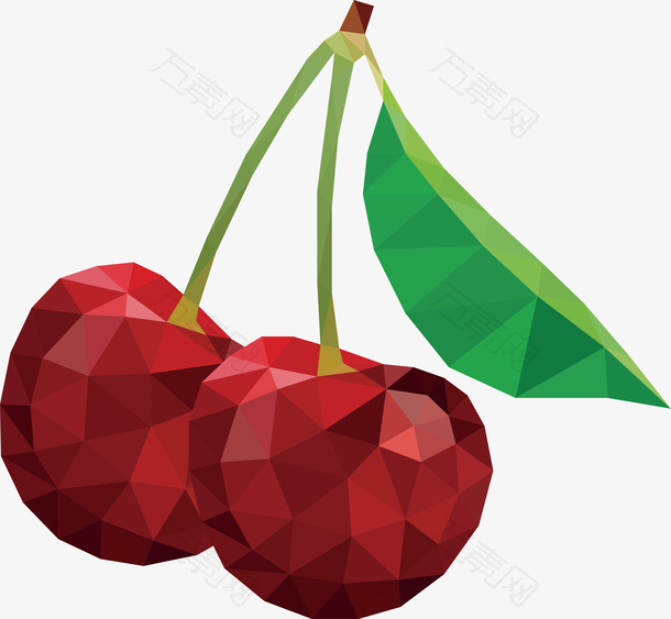 低多边形几何矢量水果樱桃素材