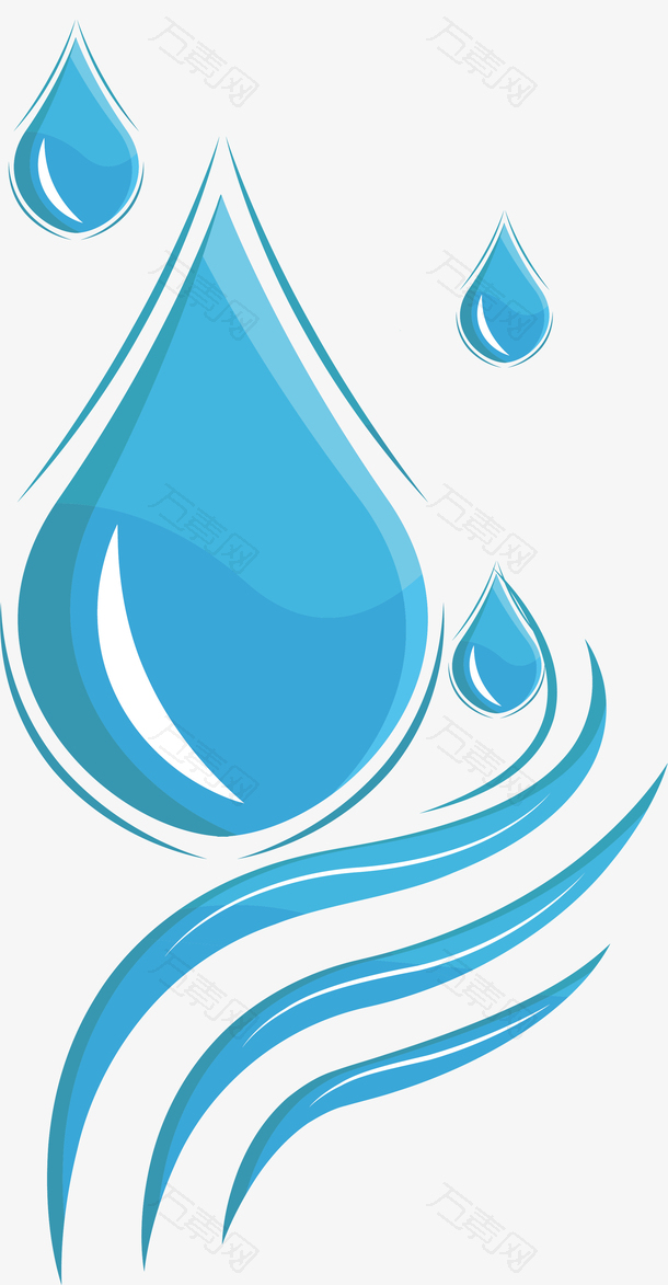 蓝色水滴水珠图标图形矢量元素