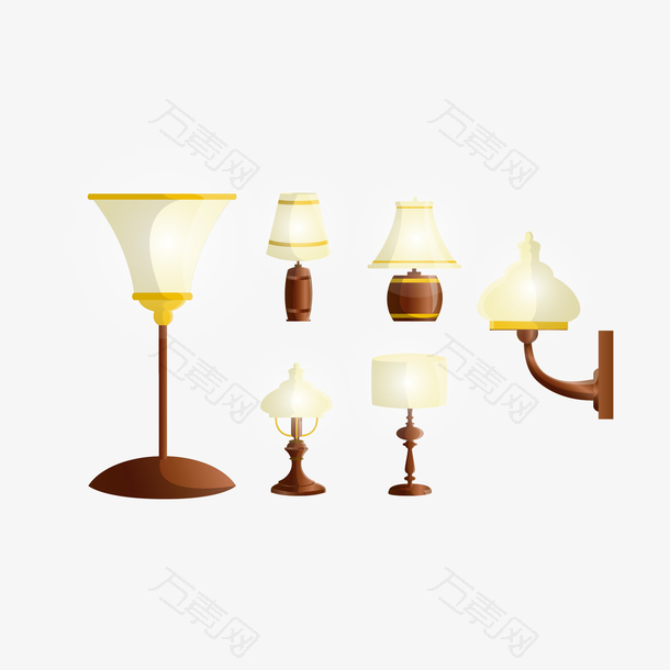 矢量木质装饰台灯灯具图标