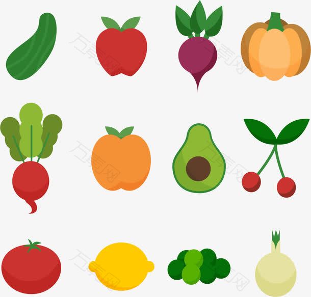 扁平化健康水果蔬菜