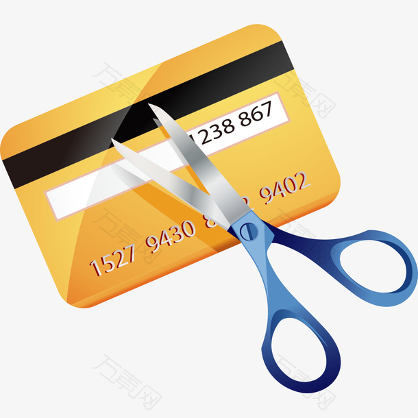 信用卡和剪刀矢量素材