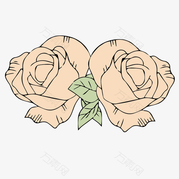 手绘玫瑰花朵设计素材