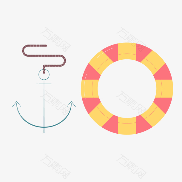 旅行社旅行救生圈船锚图标设计素