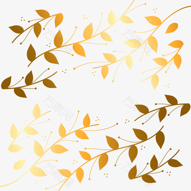 手绘金色叶子