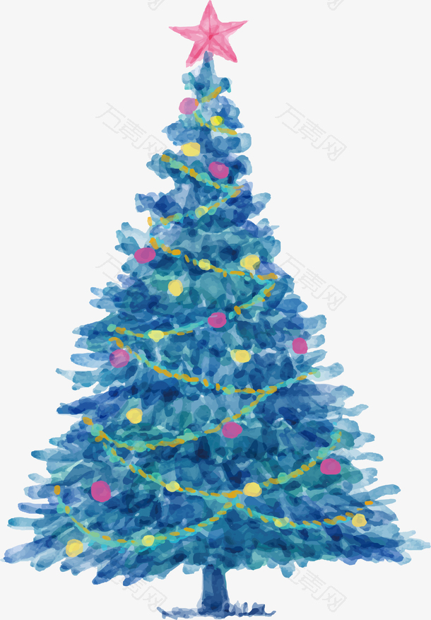 水彩手绘圣诞树