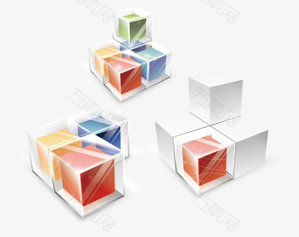 彩色立体方块设计矢量素材