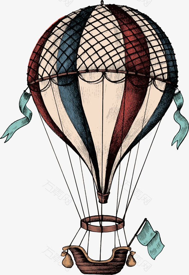 手绘风复古热气球