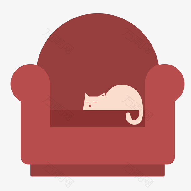 红色的沙发和慵懒的猫