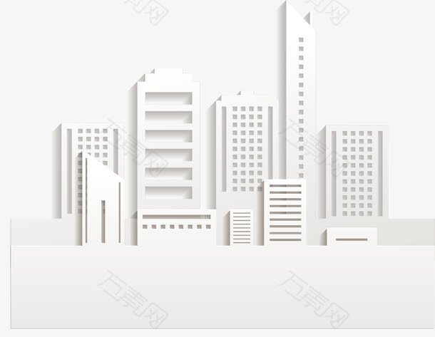 剪纸建筑城市矢量插画素材