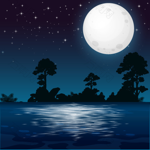 湖上的满月之夜