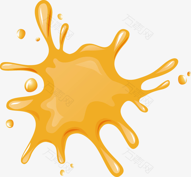 黄色橙汁水珠手绘工艺修饰