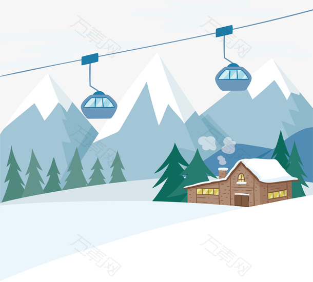 宁静的冬日滑雪度假村