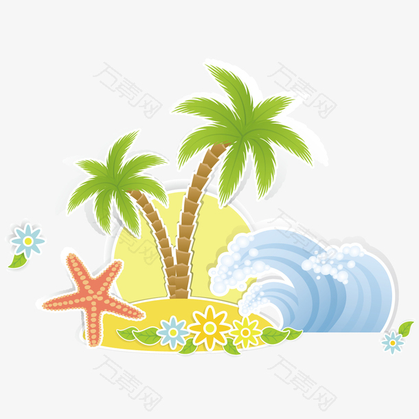 椰子树和海浪