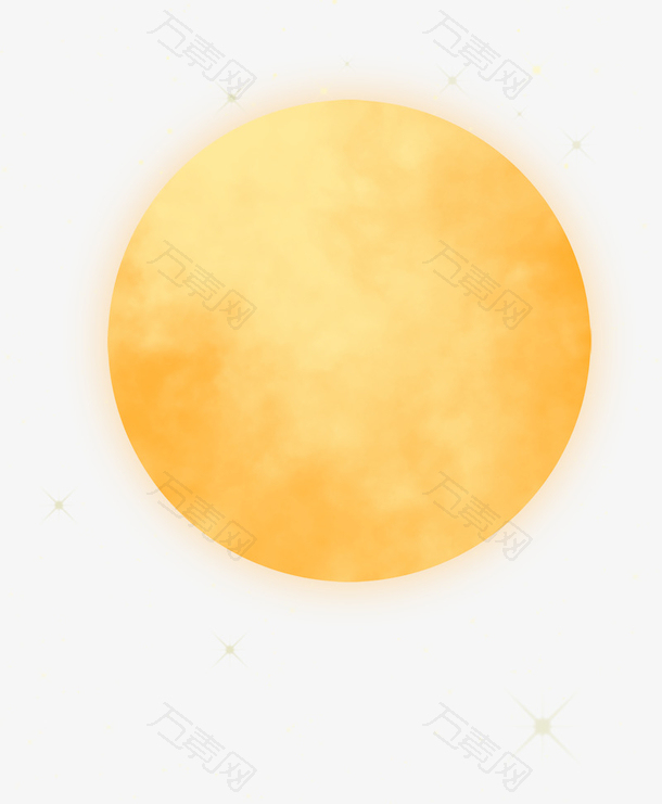 黄色圆弧月亮元素