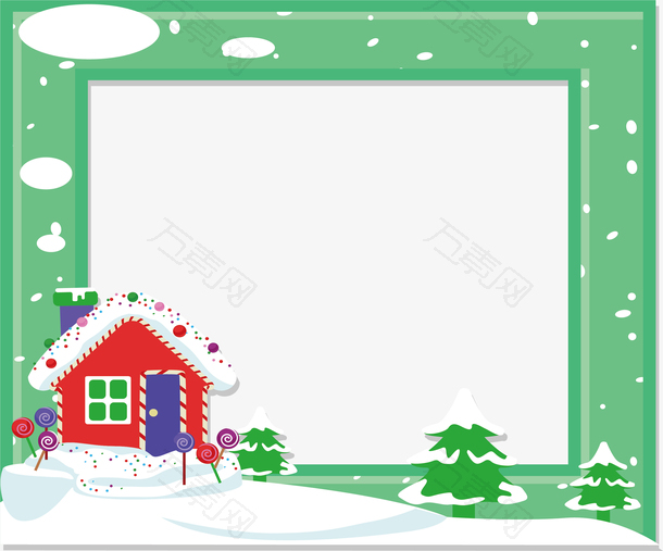 绿色下雪小屋圣诞相框