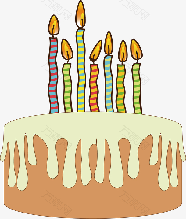 矢量图七岁生日蛋糕
