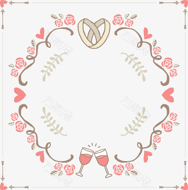 粉红玫瑰婚礼边框