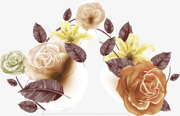 矢量手绘创意玫瑰花卉装饰素材