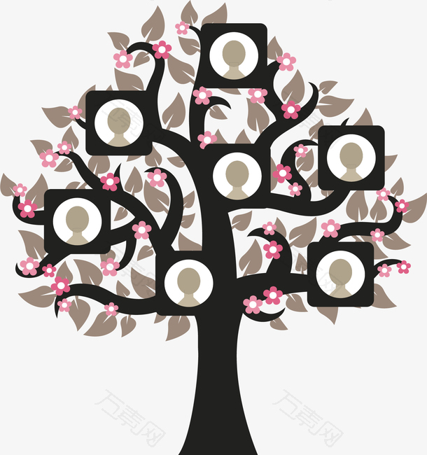 粉色花朵大树照片墙