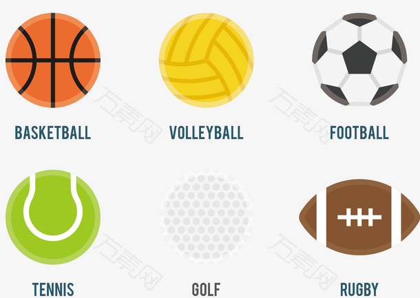 6款彩色奥运会球类图标