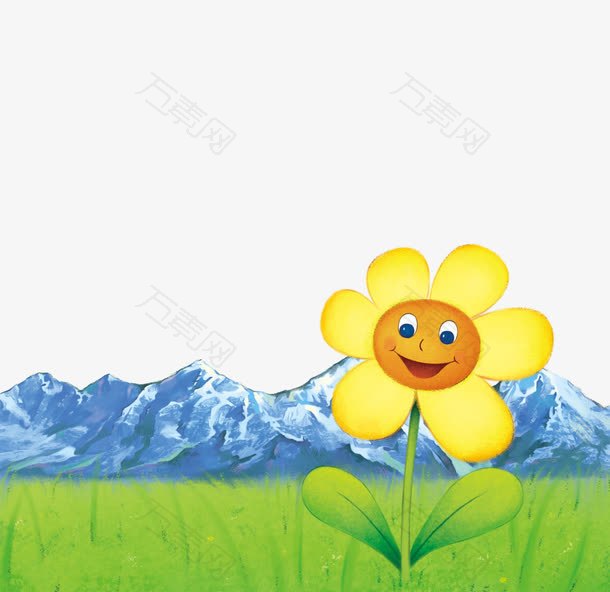 笑脸太阳花背后的雪山