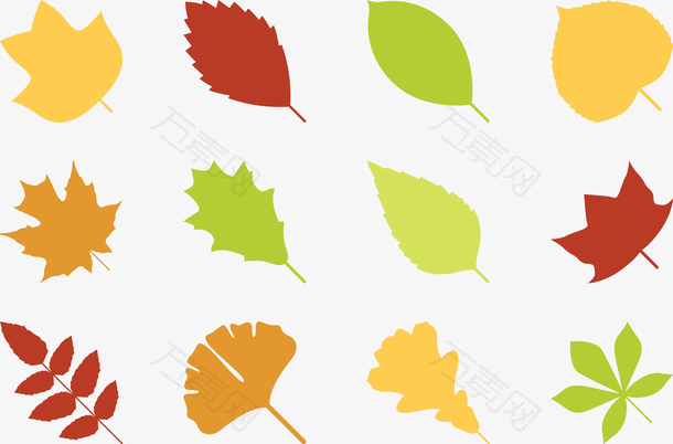 创意插画彩绘立秋树叶位图图形矢