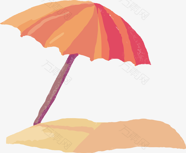 卡通夏日海滩遮阳伞标签矢量素材