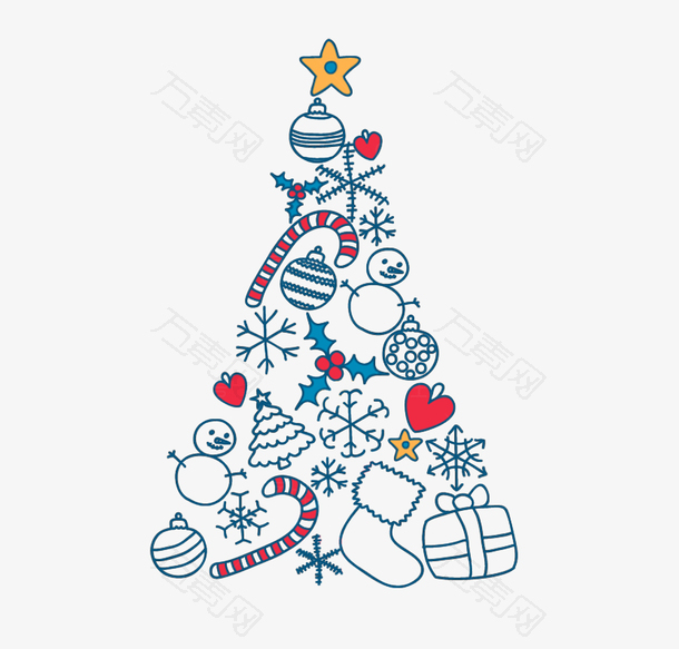 简约线稿圣诞树设计