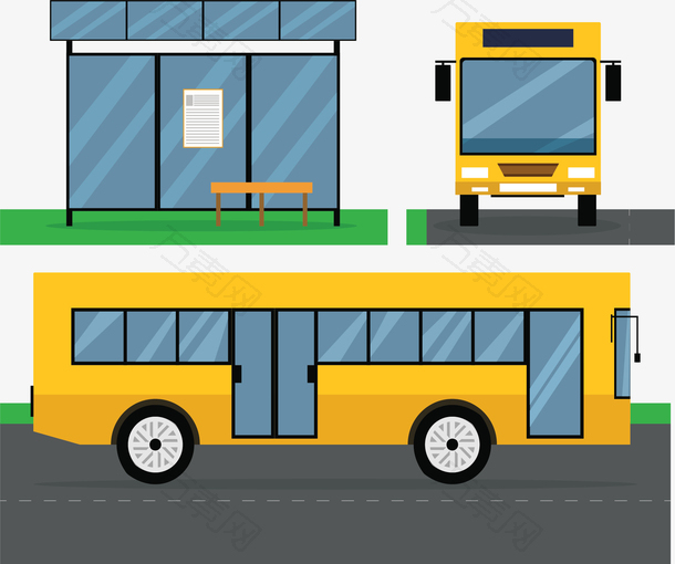 黄色公交站台模型