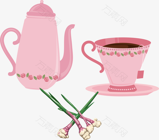 粉红色卡通茶具设计