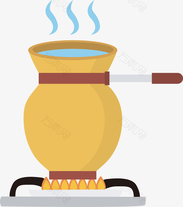 卡通烧开水炖汤电茶壶插画矢量图