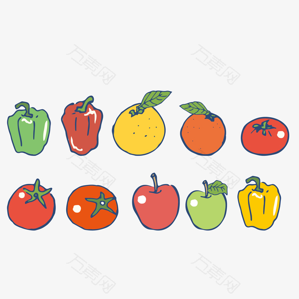 卡通手绘蔬果免抠素材