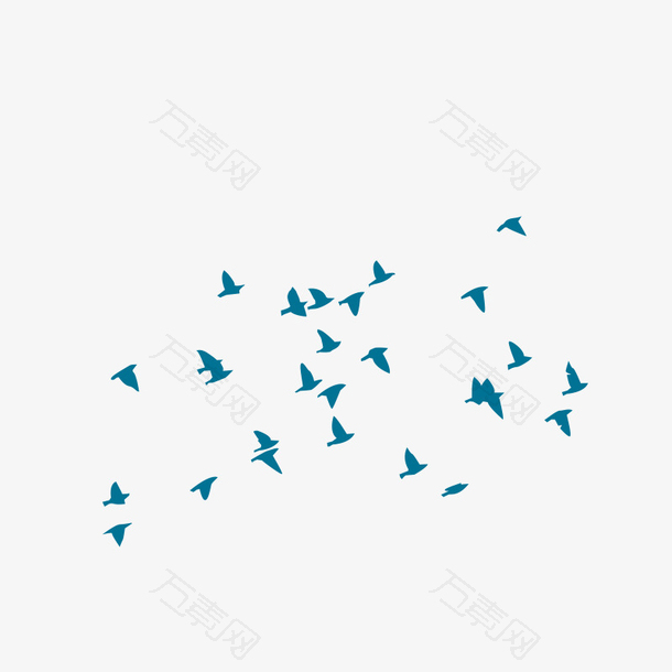 手绘卡通飞翔的鸟群矢量素材