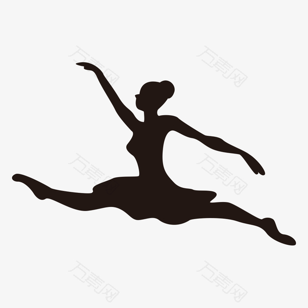 芭蕾舞蹈舞者运动剪影矢量