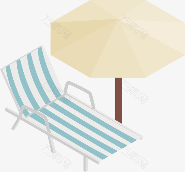 矢量图遮阳伞下的沙滩椅