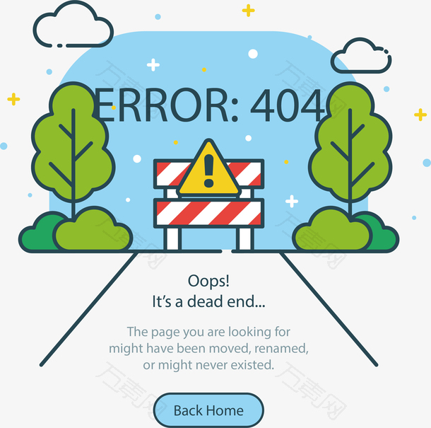 树木清新404网页错误的矢量素材