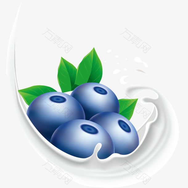 蓝莓和牛奶矢量