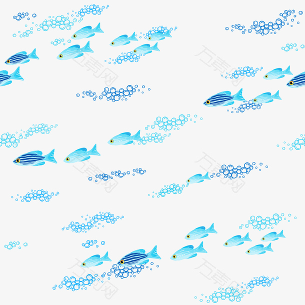 卡通世界海洋日蓝色小鱼背景pn