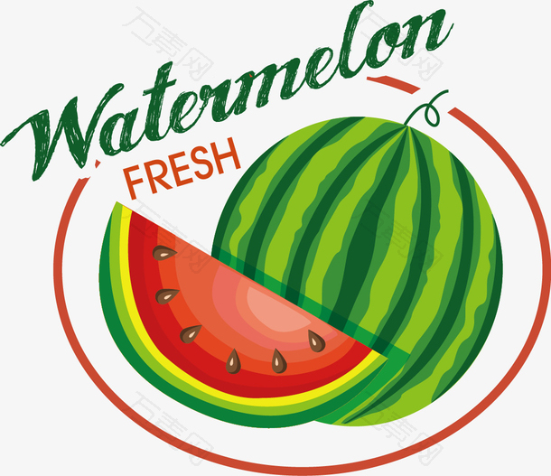 水果标签矢量素材西瓜
