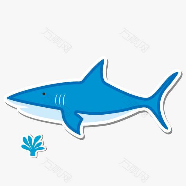 手绘海洋生物鲨鱼矢量素材