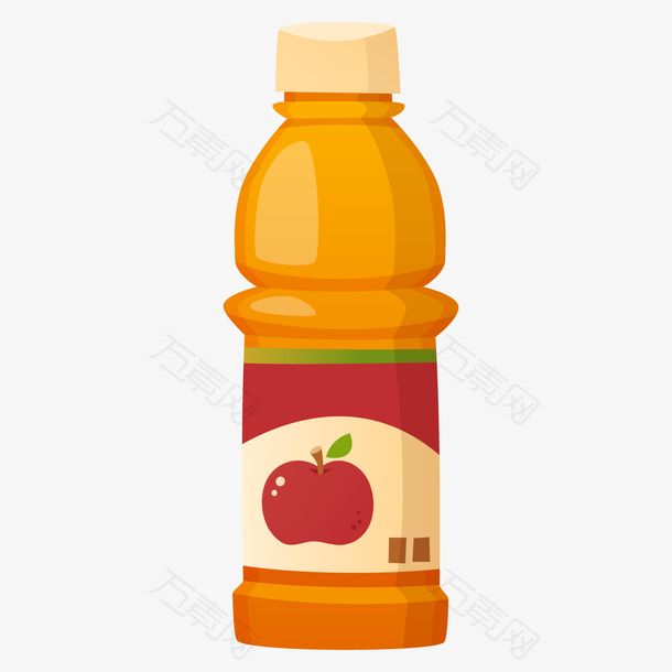 一瓶手绘的苹果汁