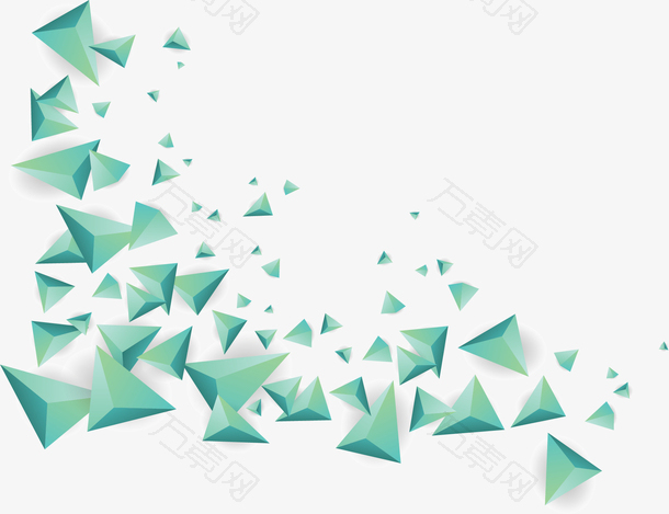 立体三角绿色花纹