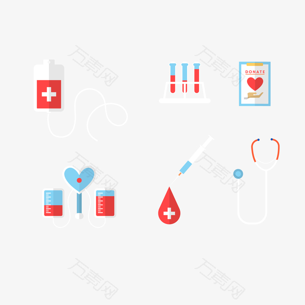 矢量扁平化卡通献血系列图标