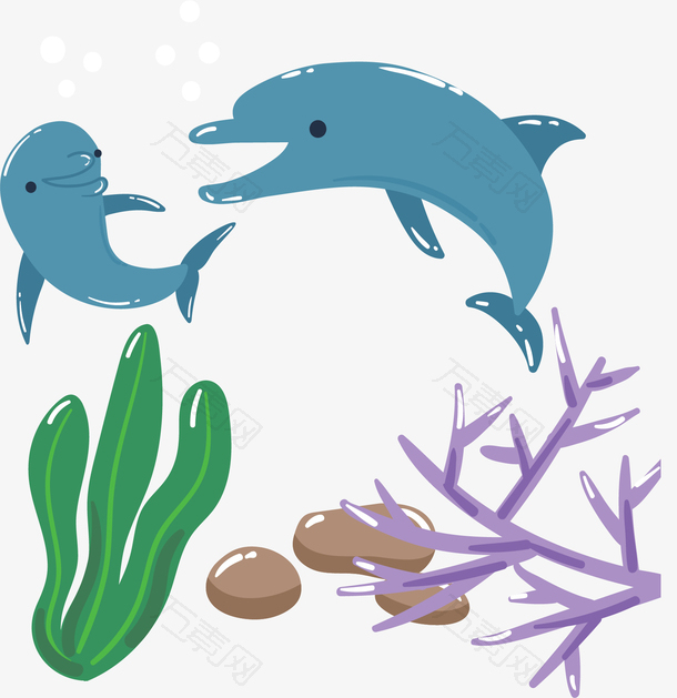 海底世界卡通海豚